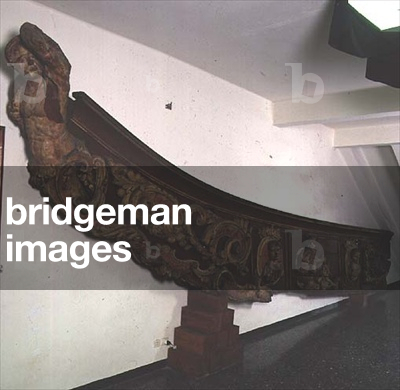 Prow and flank of a Venetian galley, with a figure head, 17th century (wood)