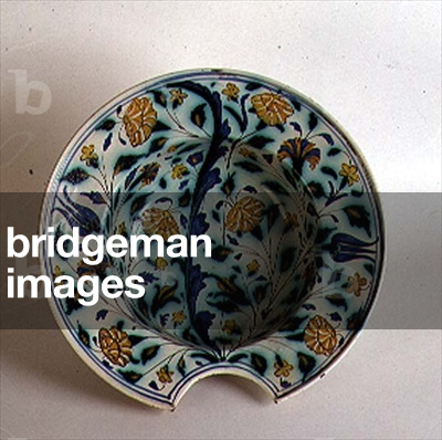 Barber's cup decorated with flowers and butterflies, 17th century (maiolica)