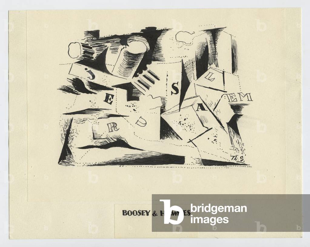 Study for sheet music cover for 'Threni', ink on paper, 18,5 x 23,5 cm, 1958