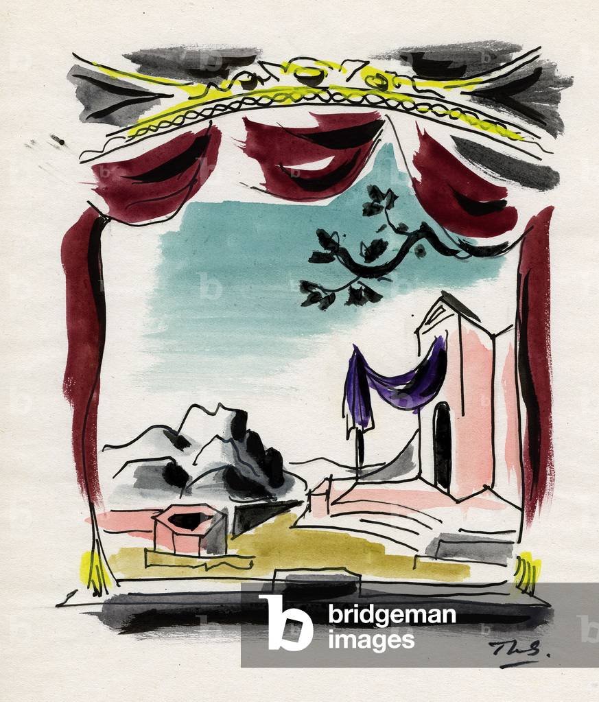 Jean Giraudoux's 'Sodome et Gomorrhe', Sodom and Gomorrah, stage design (gouache on paper)