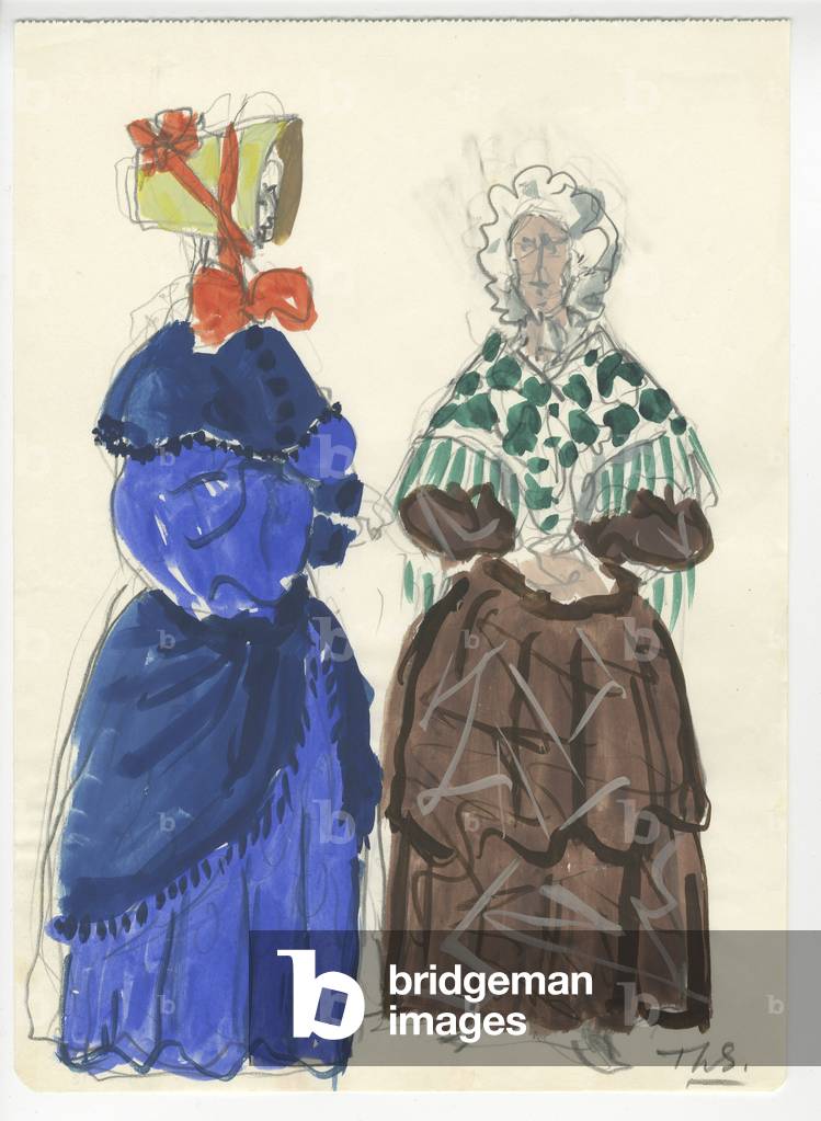 Costume design of a woman for 'Mavra', 1952 (gouache and pencil on paper)