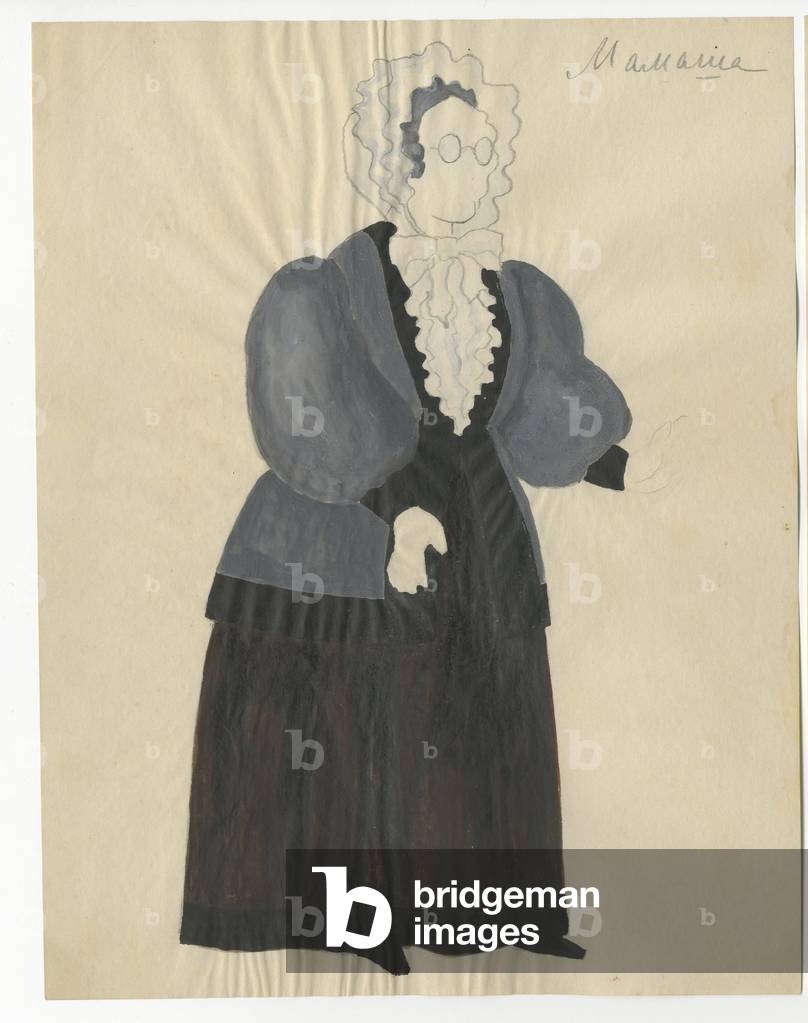 Costume design of Mamasha for 'Mavra', 1925 (gouache and pencil on paper)
