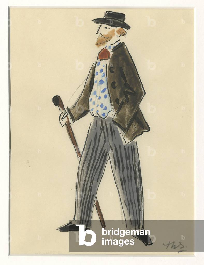 Costume design of a man for 'Petrushka', 1944 (ink and gouache on paper)