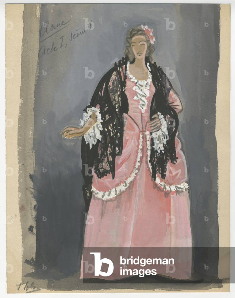 Costume design of Anne for 'The Rake's Progress', 1952 (gouache on paper)