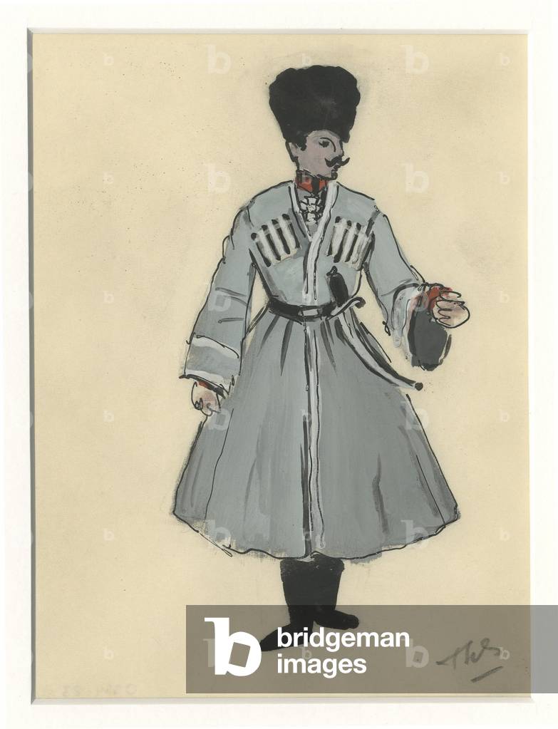 Costume design of a soldier for 'Petrushka', 1944 (ink and gouache on paper)