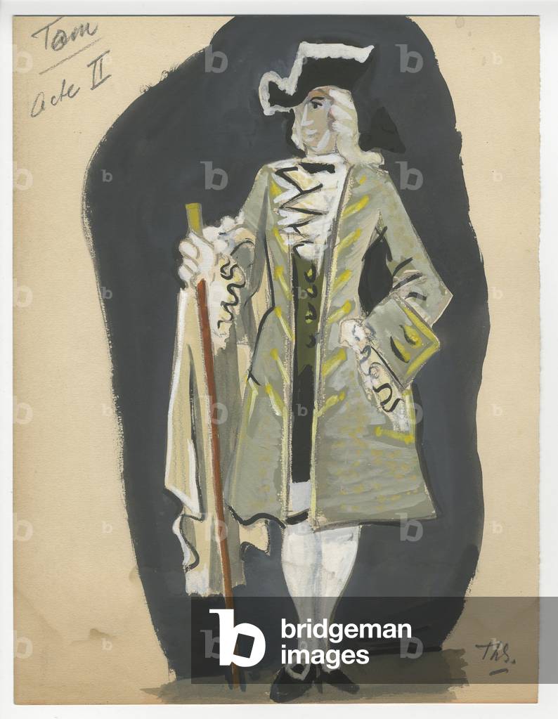 Costume design of Tom Rakewell for 'The Rake's Progress', 1952 (gouache on paper)