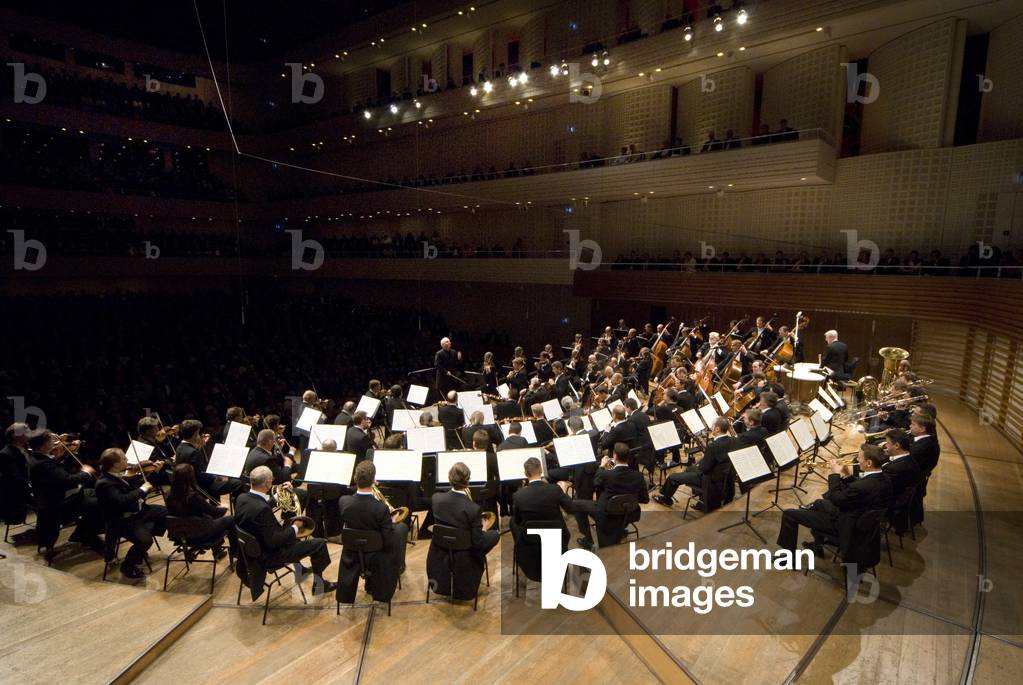 Rear view of Wiener Philharmoniker - Vienna Philharmonic with Daniel Barenboim at Luzern Concert Hall, Switzerland