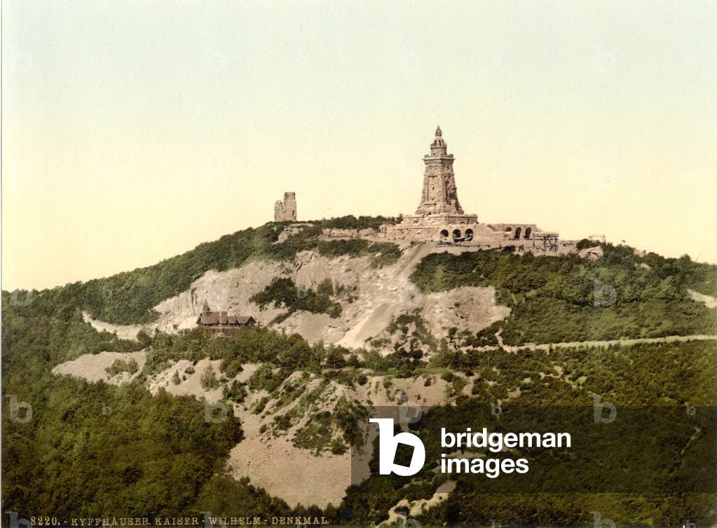 Kyffhauser and Monument from Gitenkopf, Thuringia, Germany, c.1900 (colour litho)
