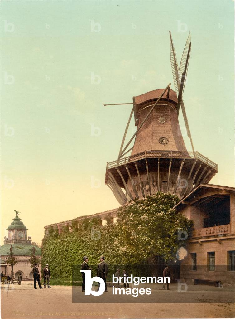 Windmill, Potsdam, Germany, c.1900 (colour litho)