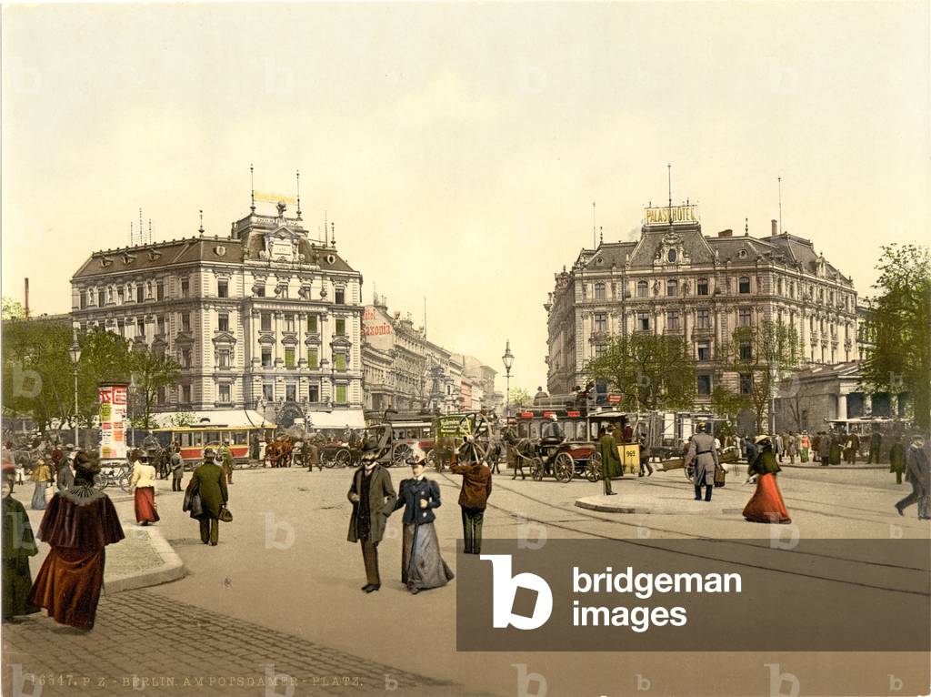 Potsdam Square, Berlin, Germany, c.1900 (colour litho)
