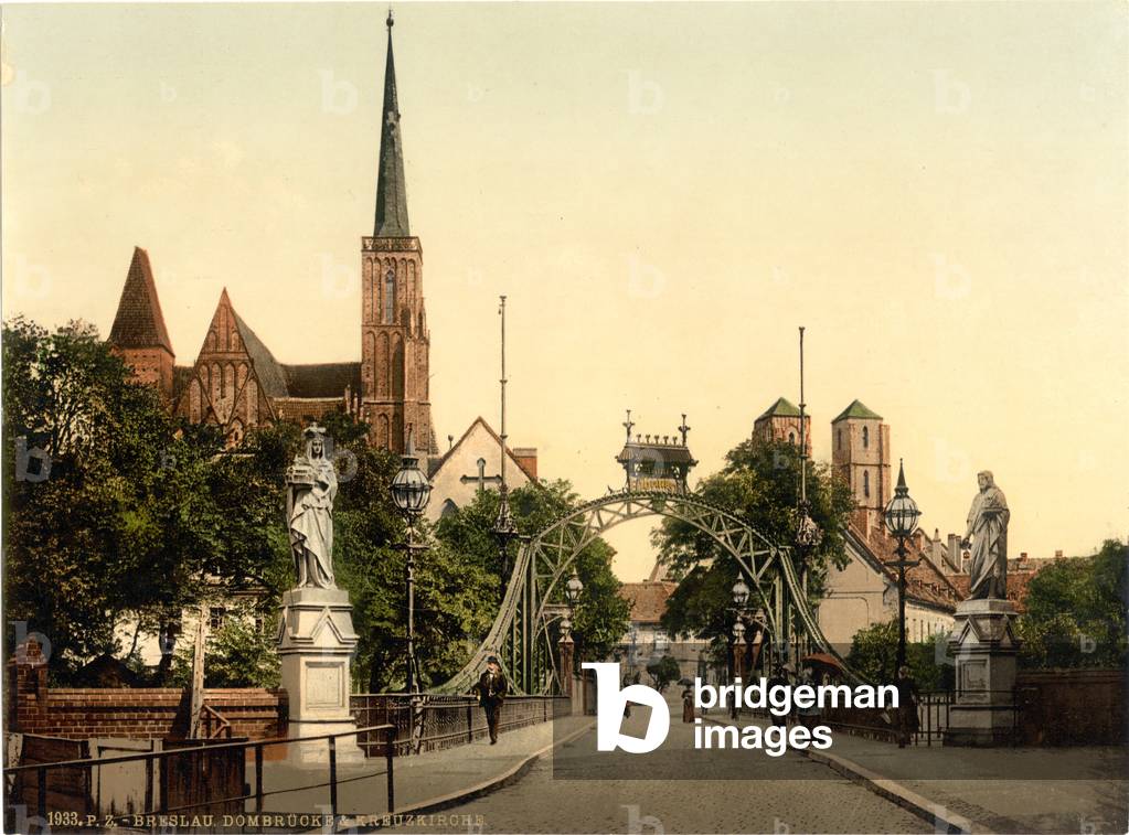 Church Bridge, Breslau, Silesia, Germany, c.1900 (colour litho)

