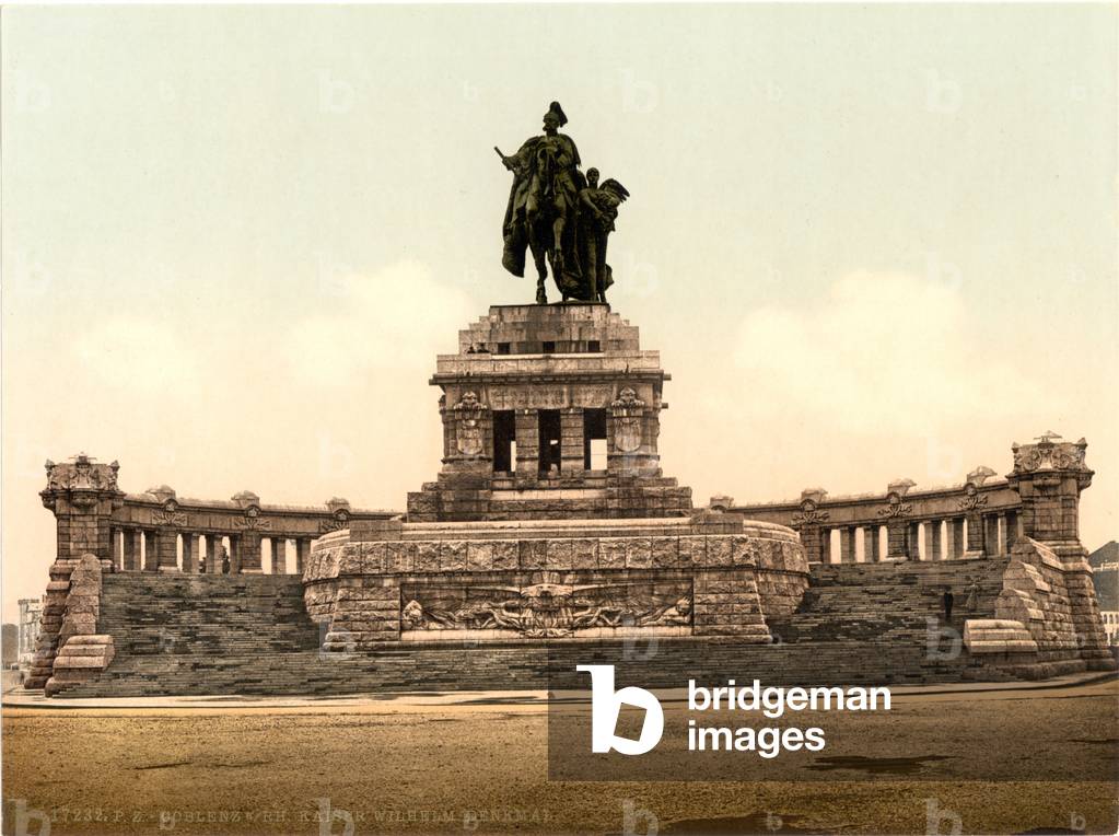 Kaiser Wilhelm Monument, Coblenz, Germany, c.1900 (colour litho)