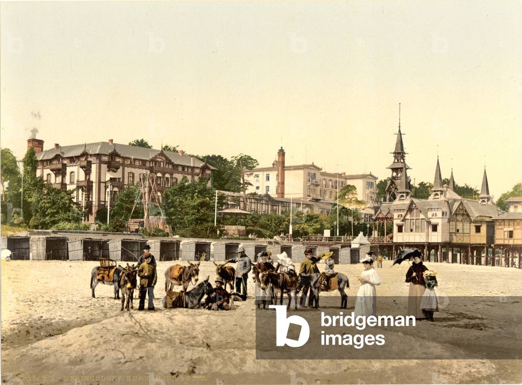Casino and pier, Heringsdorf, Germany, c.1900 (colour litho)