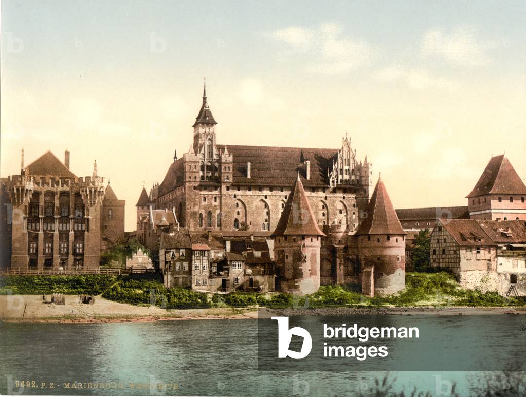 Marienburg, west side, Prussia, Germany, c.1900 (colour litho)