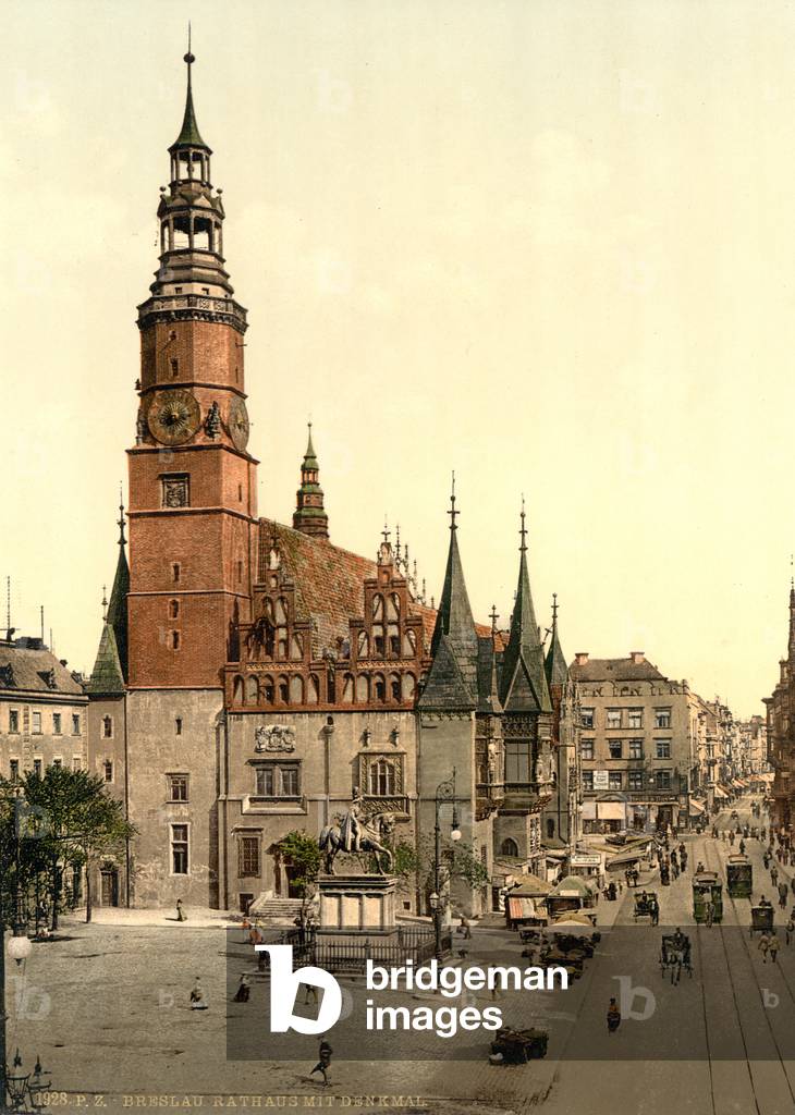 Town hall, Breslau, Silesia, Germany, c.1900 (colour litho)

