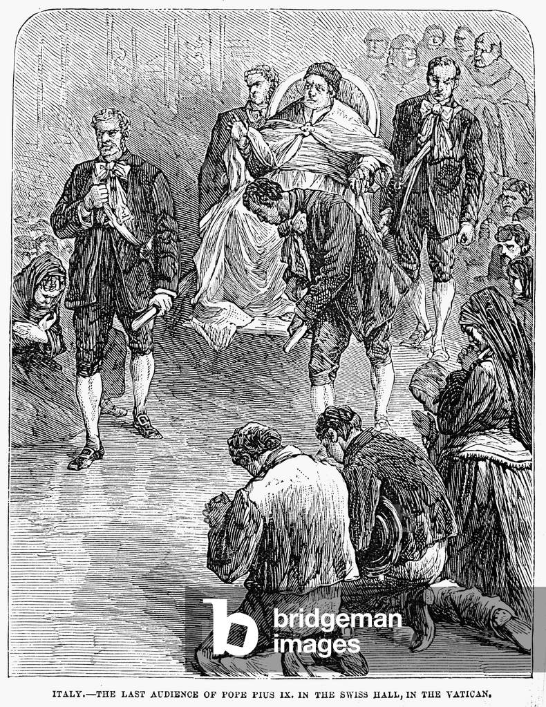 POPE PIUS IX (1792-1878) Pope, 1846-1878. Wood engraving, 1878.