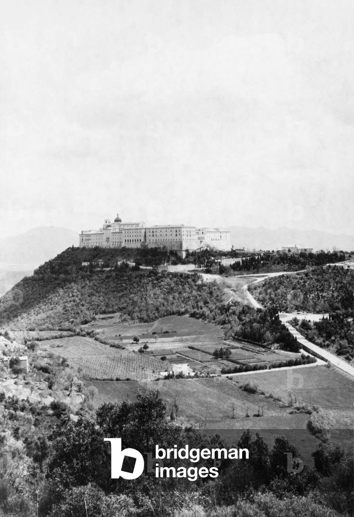 ITALY: MONTE CASSINO A view of the Abbey of Monte Cassino on Monastery Hill near Cassino, Italy. Photograph, c.1940.