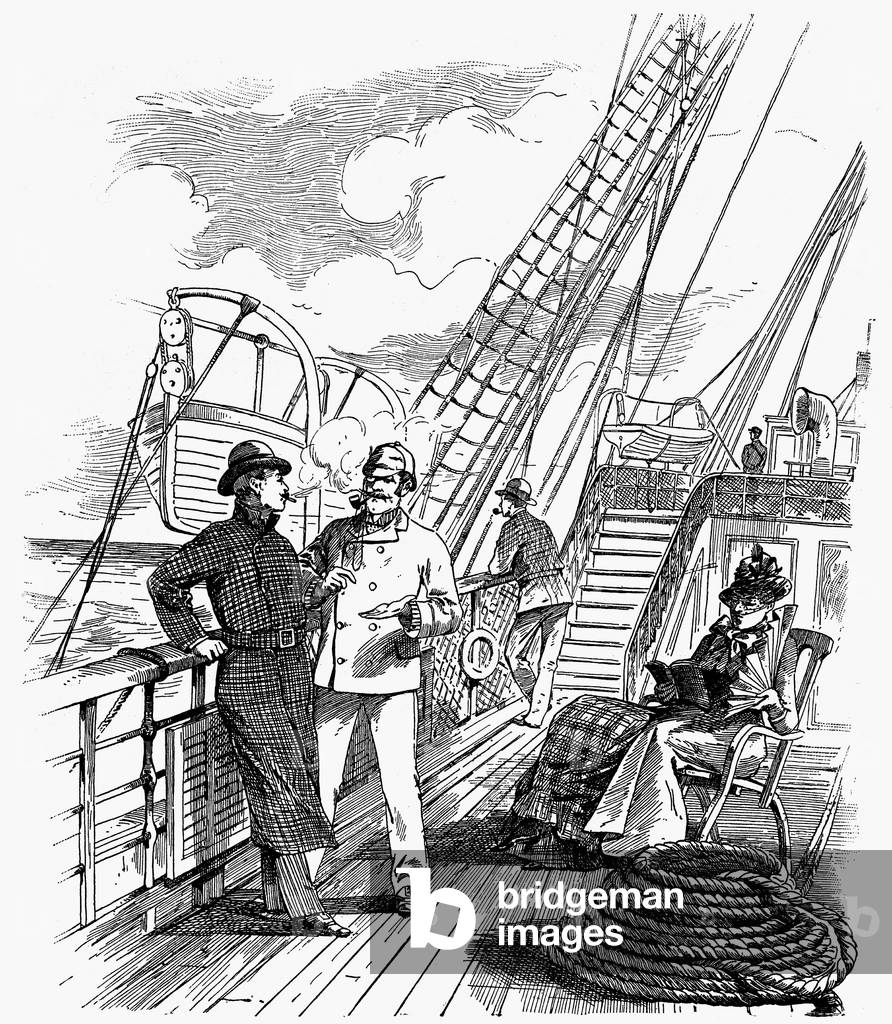 TRANSPORTATION AD, 1888 Illustration from an American magazine advertisement, 1888, depicting a man recommending the Chicago, Burlington and Quincy Railroad to another man who had expressed interest in traveling to California.