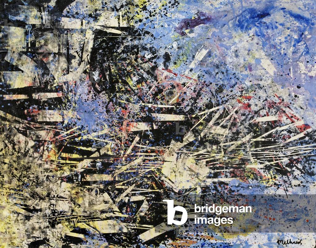 Untitled (Abstract with Blue) (oil on paperboard)