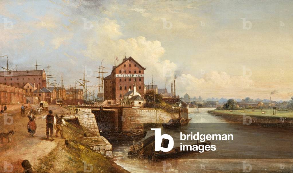 Gloucester Quay and Docks, 1890 (oil on canvas)