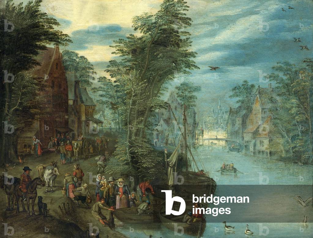 River Scene, c.1630-50 (oil on copper)