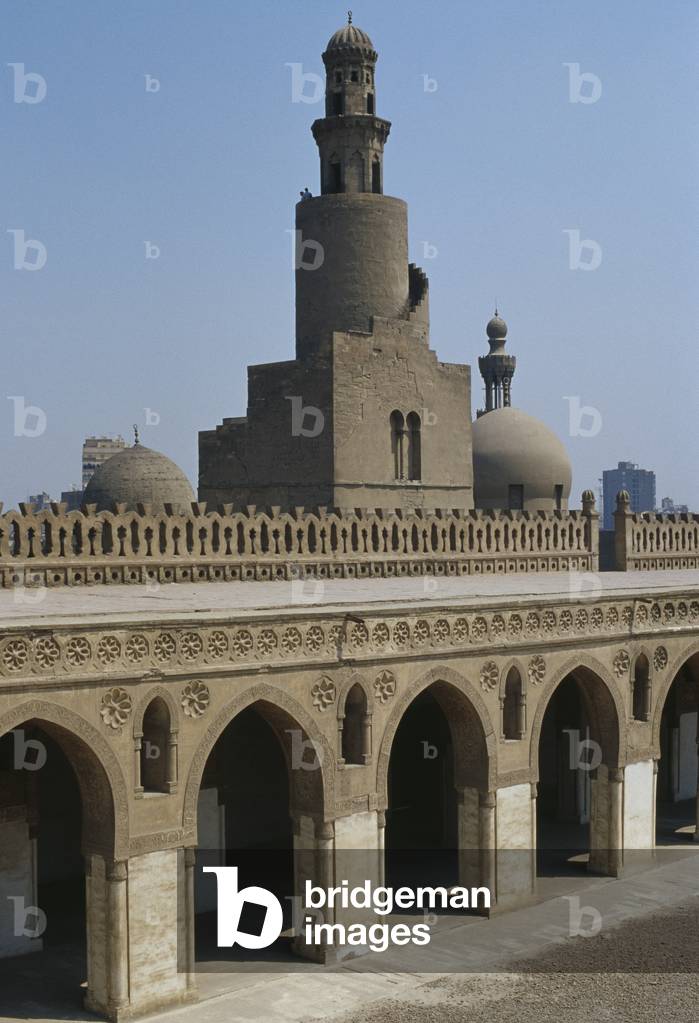 Ibn Tulun Mosque, view of the courtyard and the minaret, built 876-79 AD