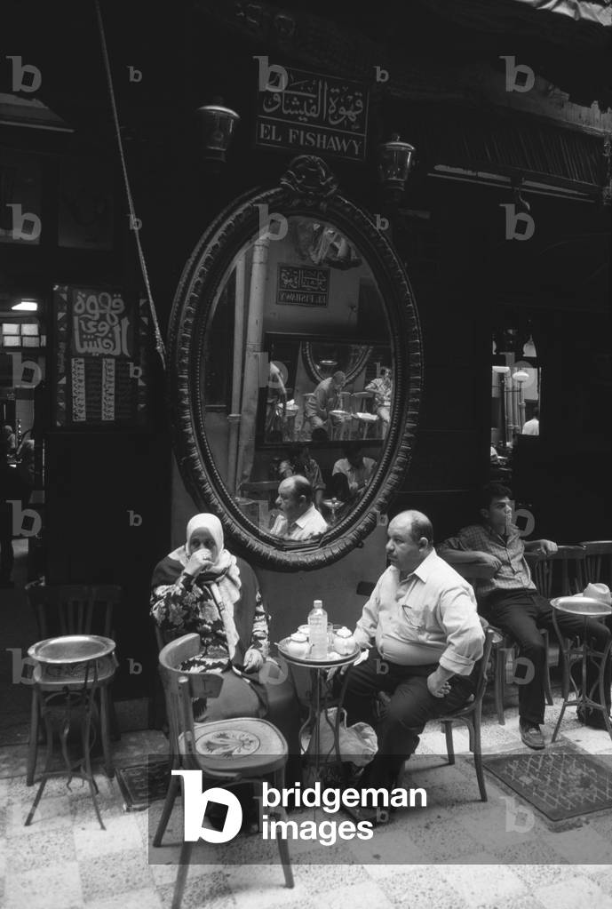 Cafe el Fishawy, Khan-el-Khalili souk, Cairo (b/w photo)