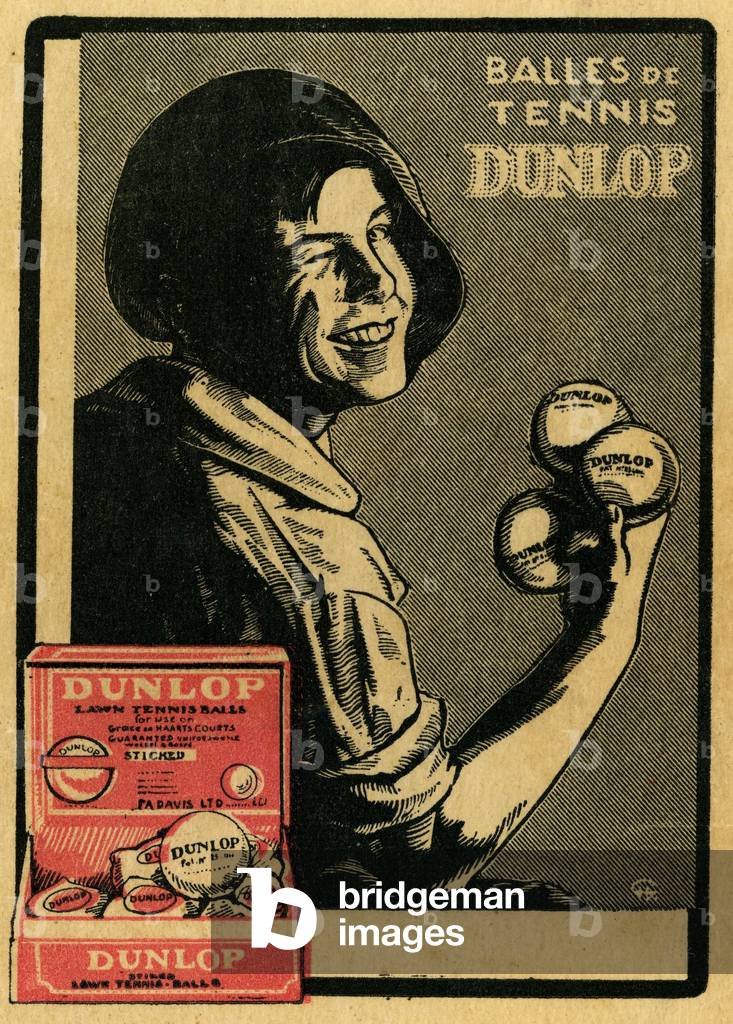 French advertisement for Dunlop tennis balls in 1928 using actor Jackie Coogan