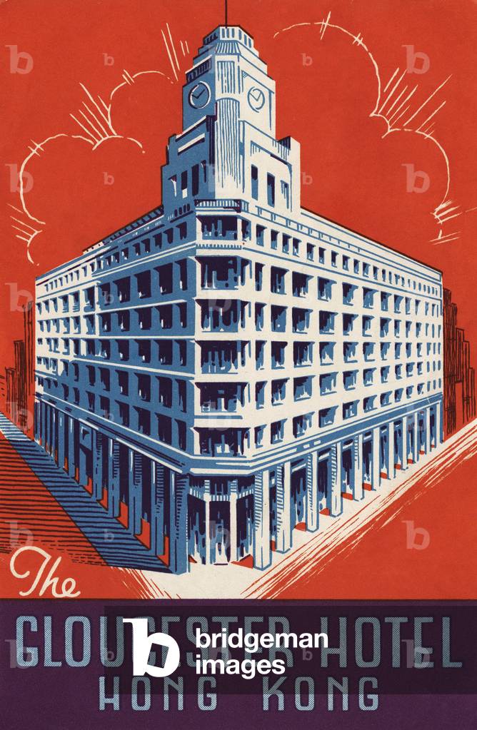 Label for the Gloucester Hotel, Hong Kong