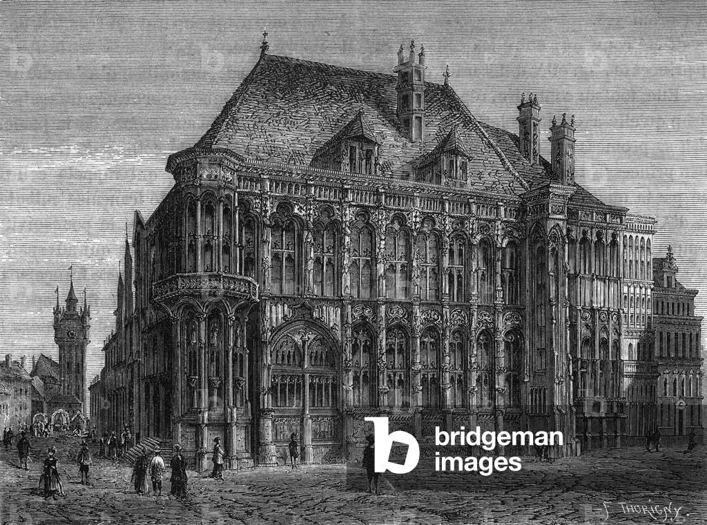 Ghent town hall, 19th century (engraving)
