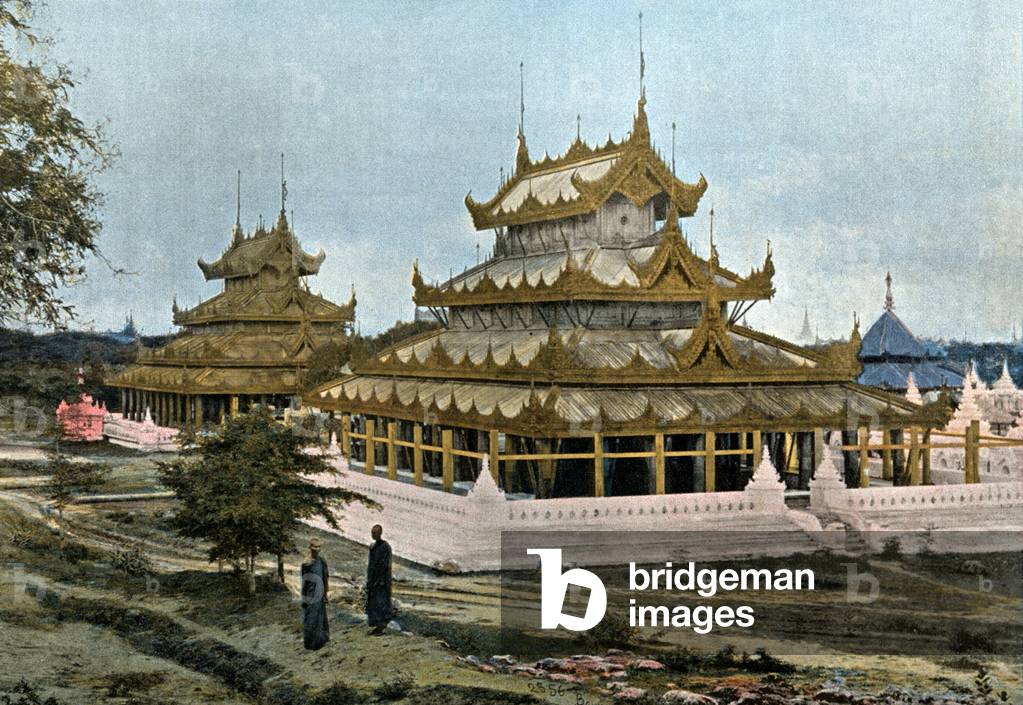 Pagodas at Mandalay, Burma, engraved by Gillot, c.1900 (photogravure)