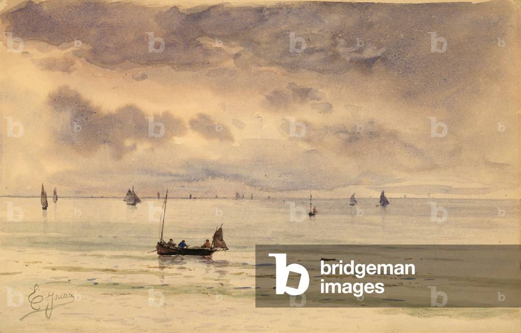 Le Havre, return of the fishermen (watercolour)