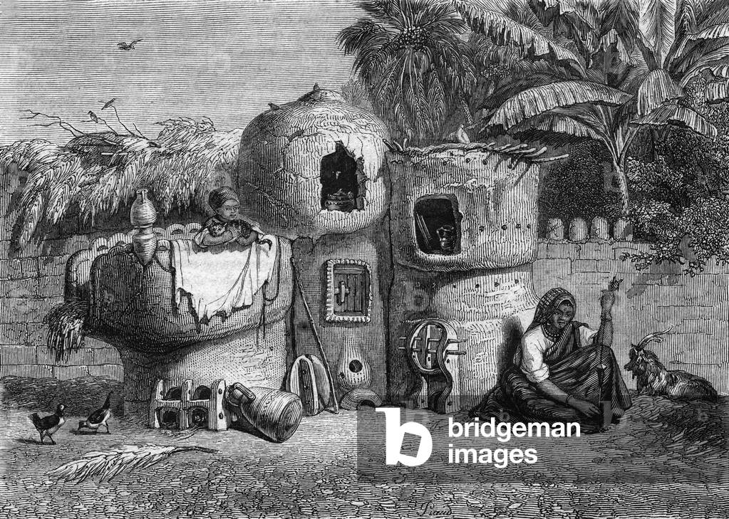 Fellahs house and furniture, 1847 (engraving)