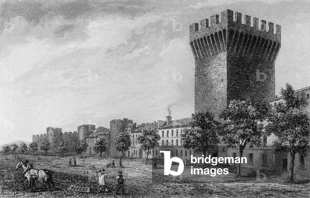 The Orange Gate in Carpentras, 19th century (engraving)