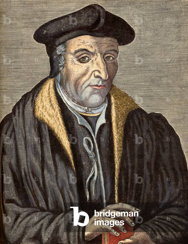 Guillaume Bude. French humanist scholar and statesman (colored engraving)