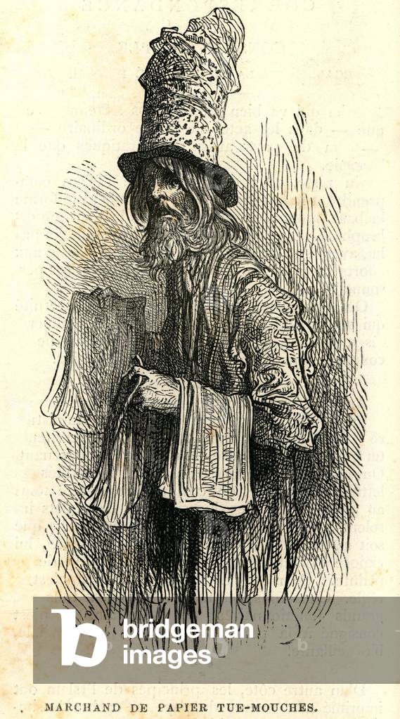 Merchant of killing paper for flies, 1877 (engraving)