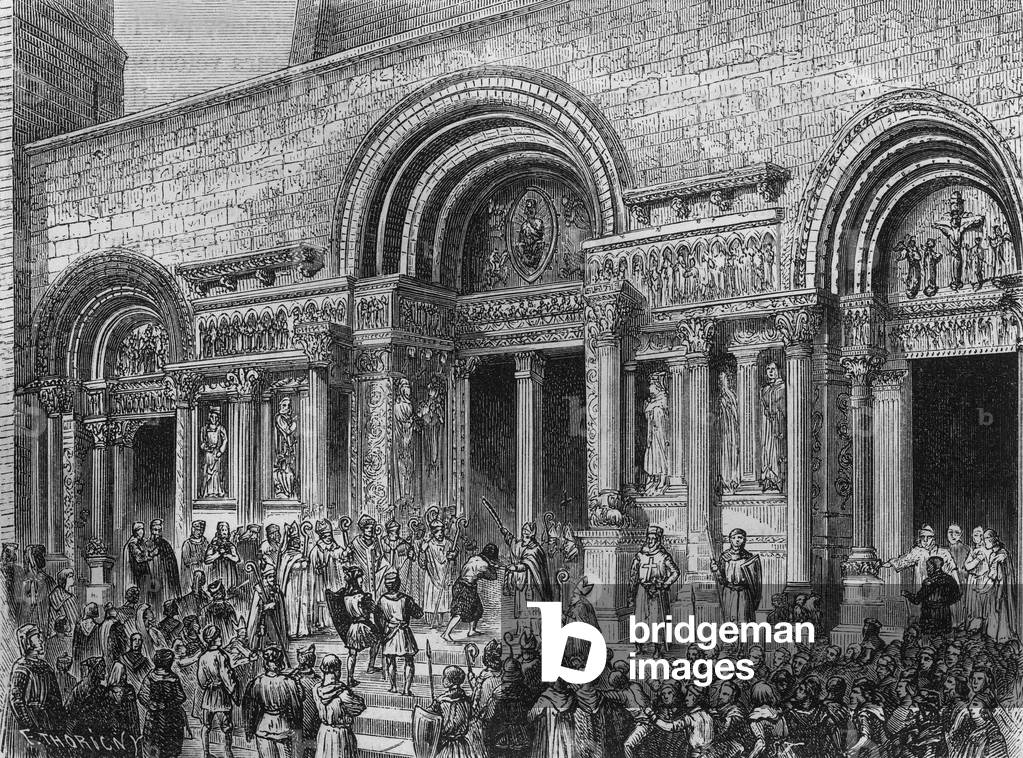 Penitence of Raimond VI of Toulouse, 19th century (engraving)
