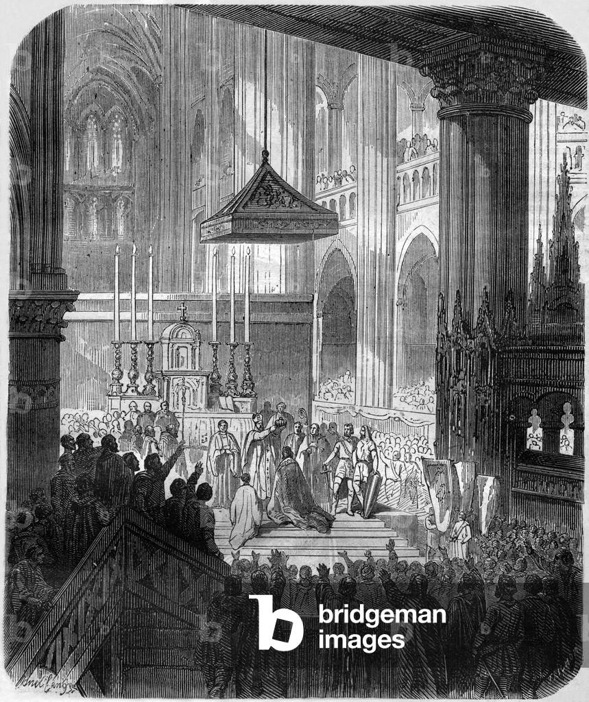 Coronation of Hugues Capet, 19th century (engraving)