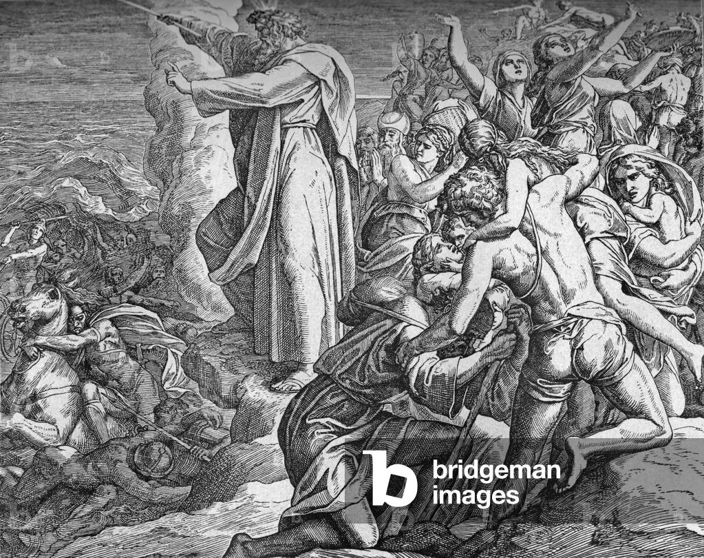 Red Sea crossing, 19th century (engraving)