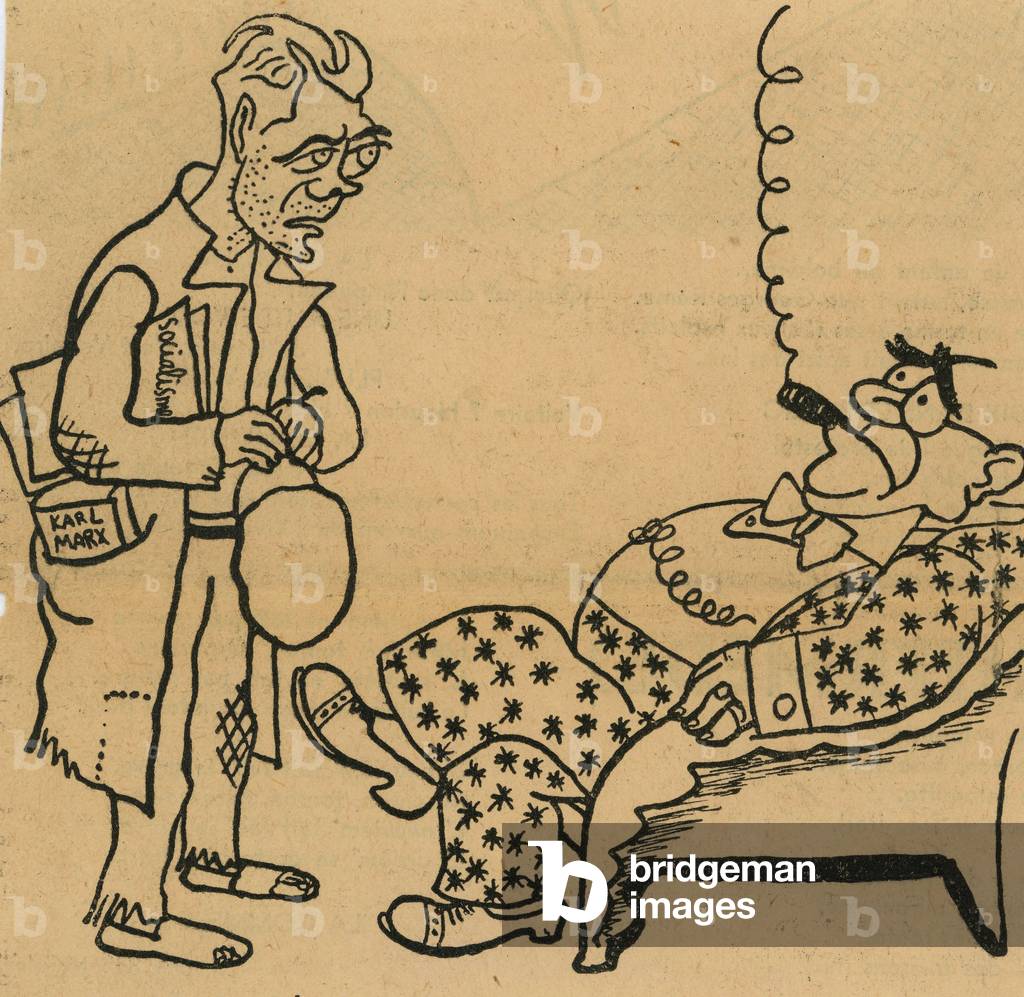 The wedding in extremist Duke of Windsor drawing by Sennep in the newspaper Candide in December 1936