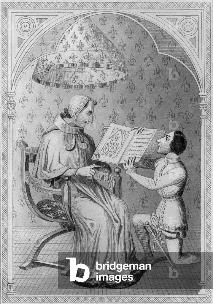 Charles V and his valet, 19th century (engraving)