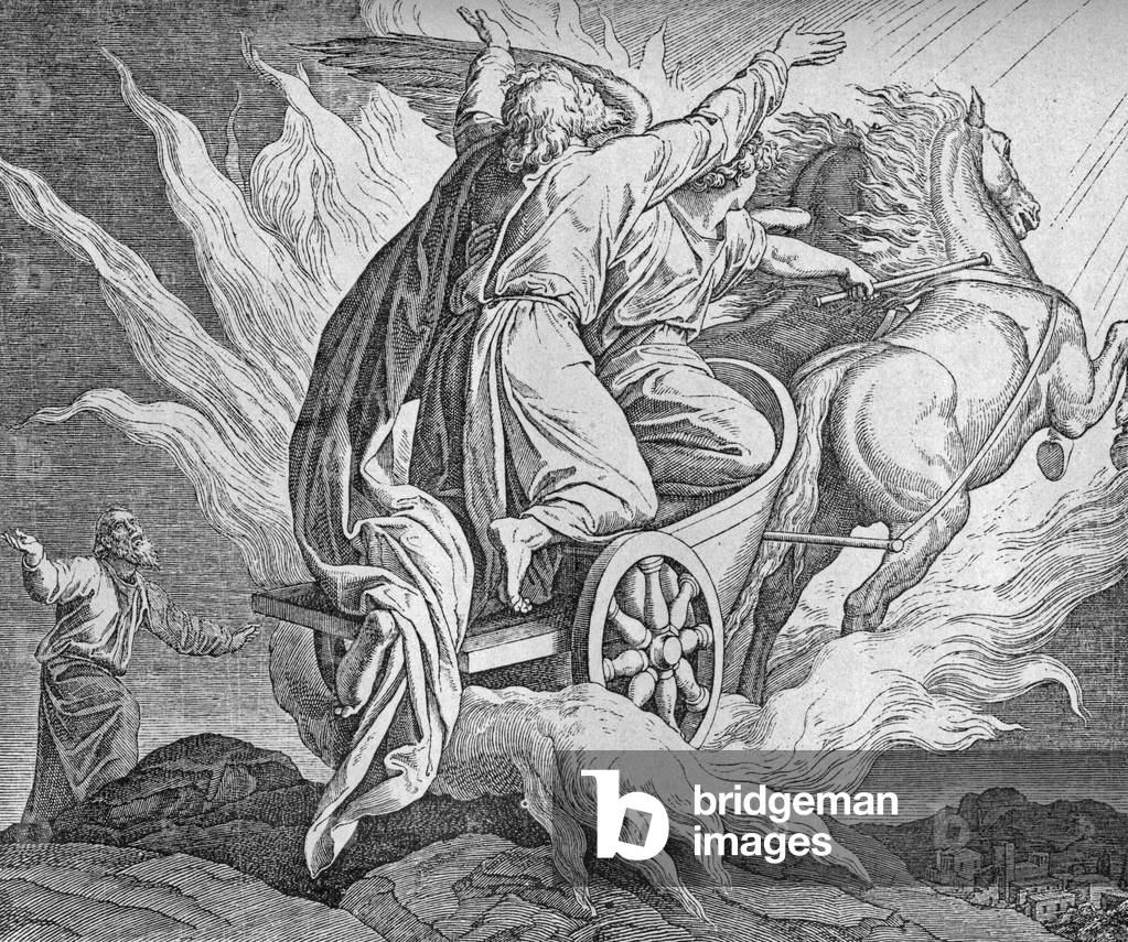 The ascension of Elijah, 19th century (engraving)