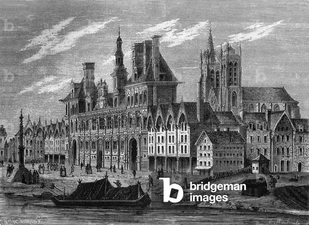 Paris town hall, 19th century (engraving)