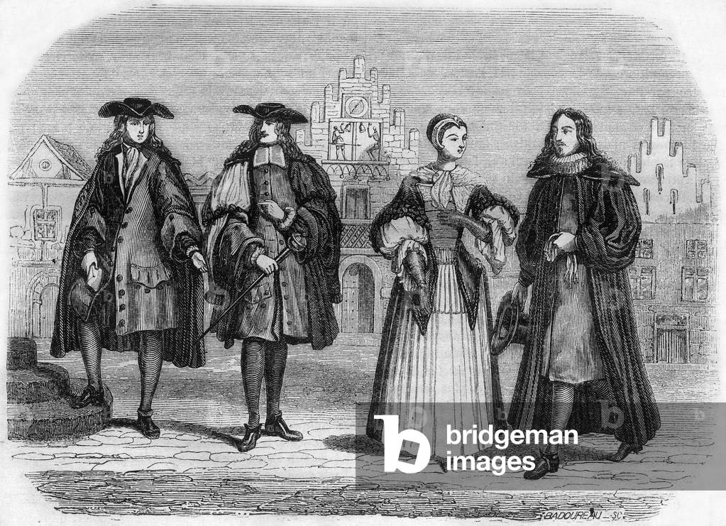 Bailiff and guard, 1847 (engraving)