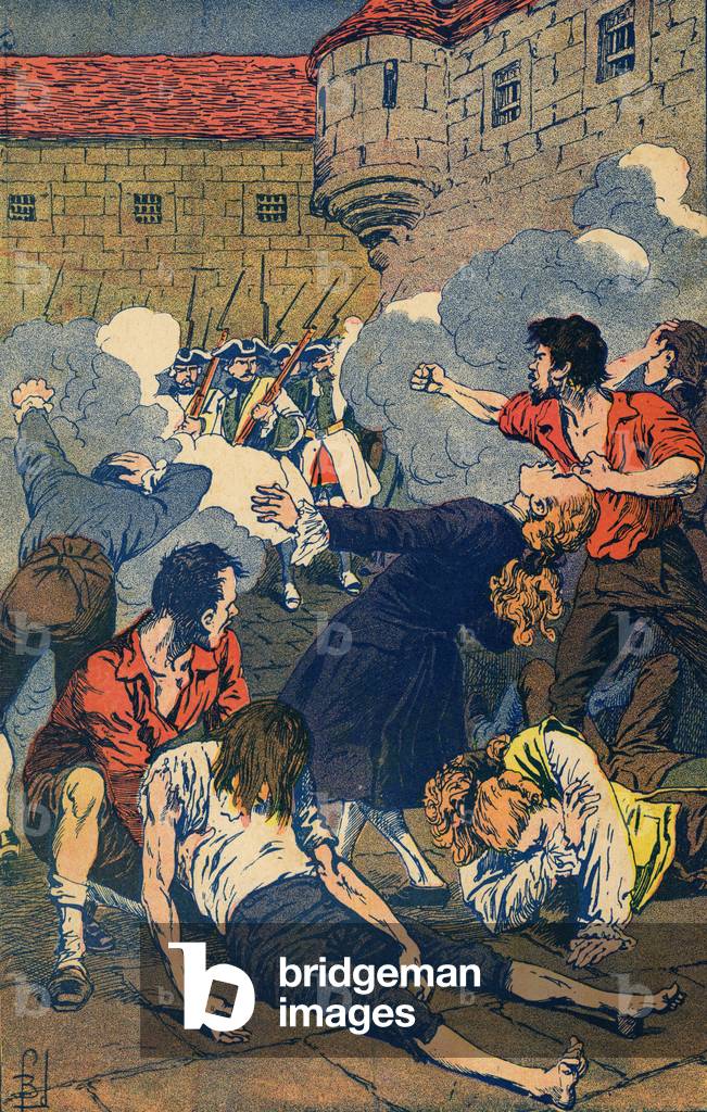 Revolte d affames a la prison de For L Eveque-Illustration de Louis Blombled pour L Histoire de France de Michelet Vers 1900
