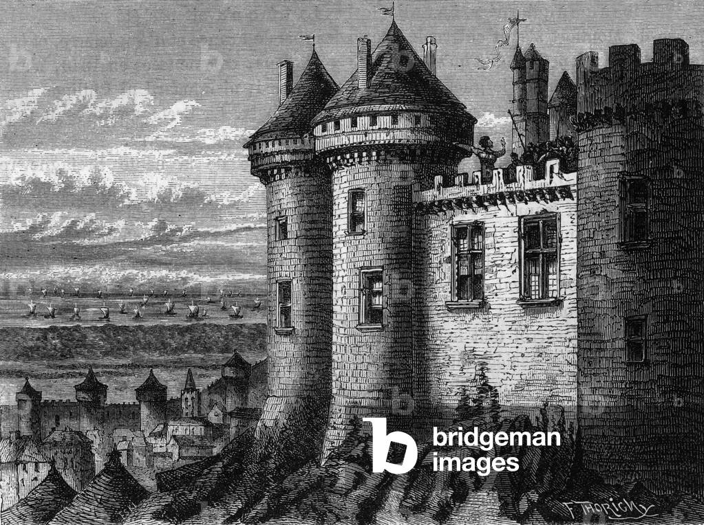 Hennebont castle, 19th century (engraving)