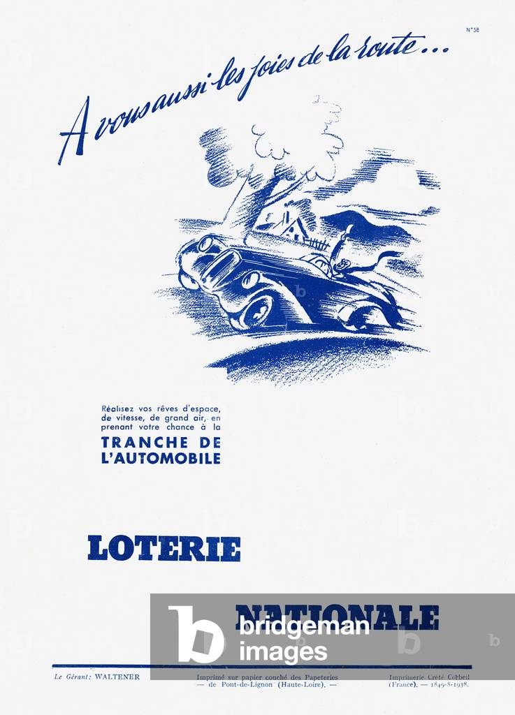 Advertisment for the French national lottery, France, september 1938