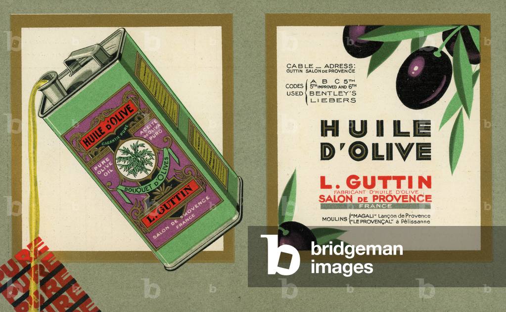 Advertising for olive oil Guttin a Salon de Provence Bouches du Rhone 1934