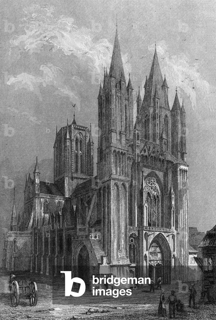 Coutances Cathedral, 19th century (engraving)