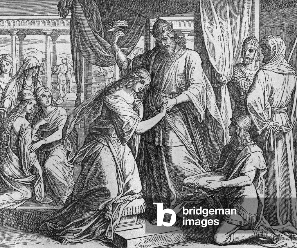 Esther and Assuerus, 19th century (engraving)